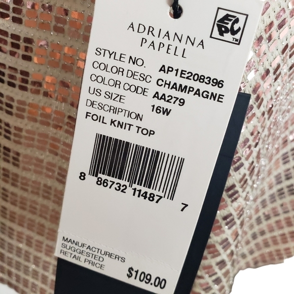 NWT ADRIANNA PAPELL Gold Embellished Surplice Evening Wrap Top, Size 16W - Picture 7 of 9